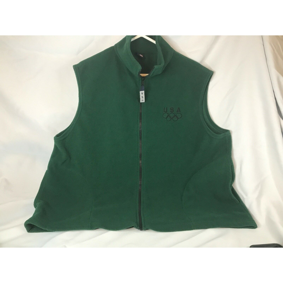 Other - Vintage Team USA Olympic Fleece Full zip Vest Jacket Mens Size XXL Green